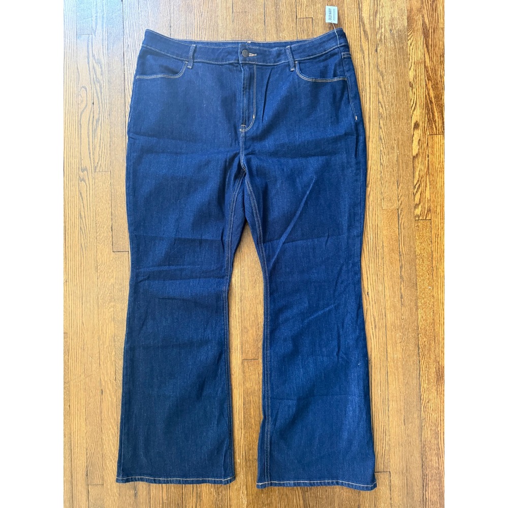 Old Navy Wow Flare Jeans Womens 18 High Rise Dark Wash Denim Blue Pants NWT